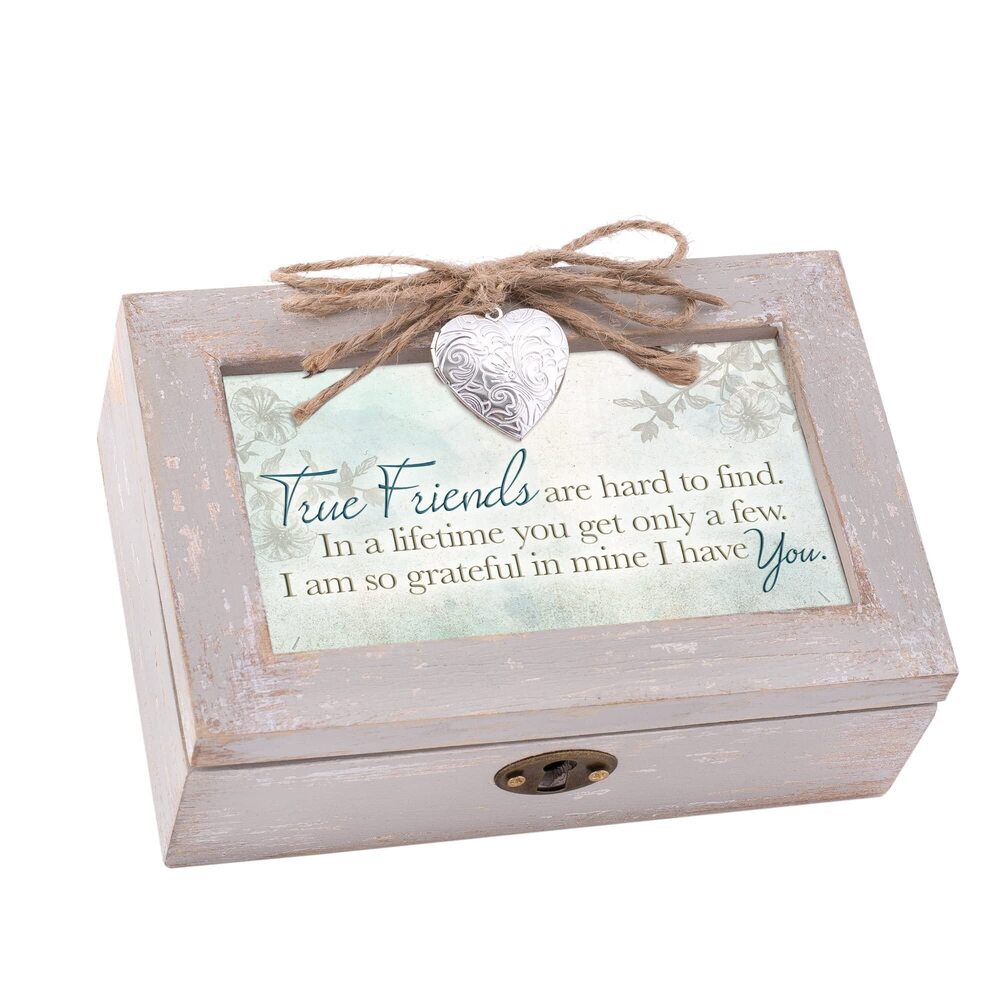 4961 True Friends Hard to Find Petite Locket Distressed Natural Music Box